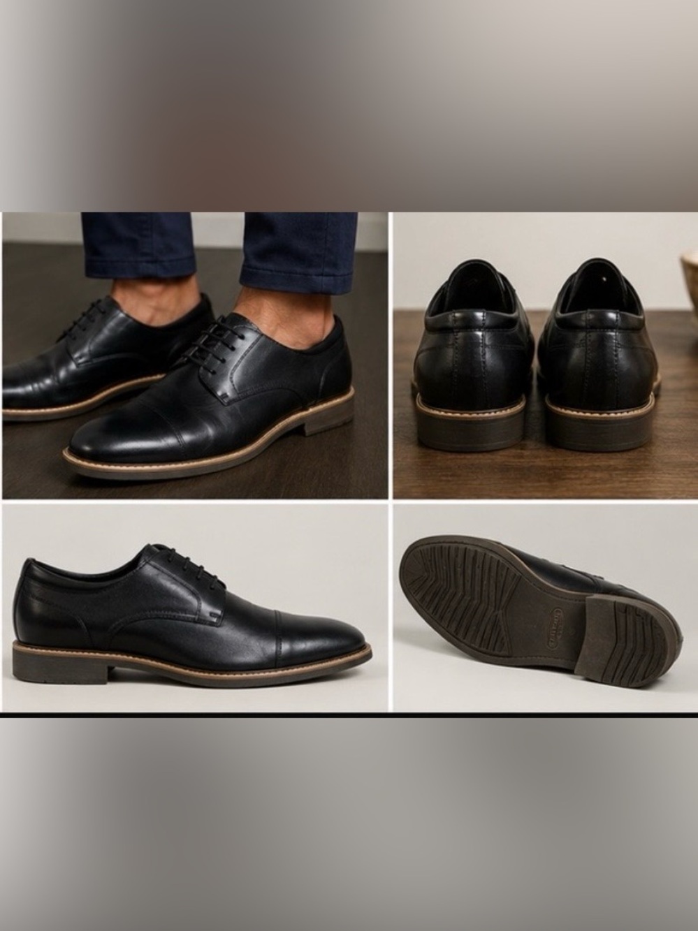 Steve Madden Black Cap Toe Oxford Leather Dress Shoes Men’s Size 10